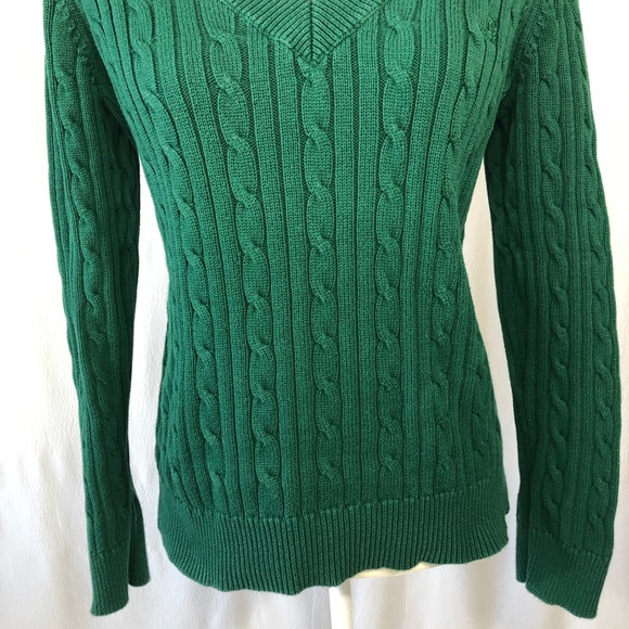 Chaps Classics Dark Green Cotton V Neck Sweater - Picture 3 of 8